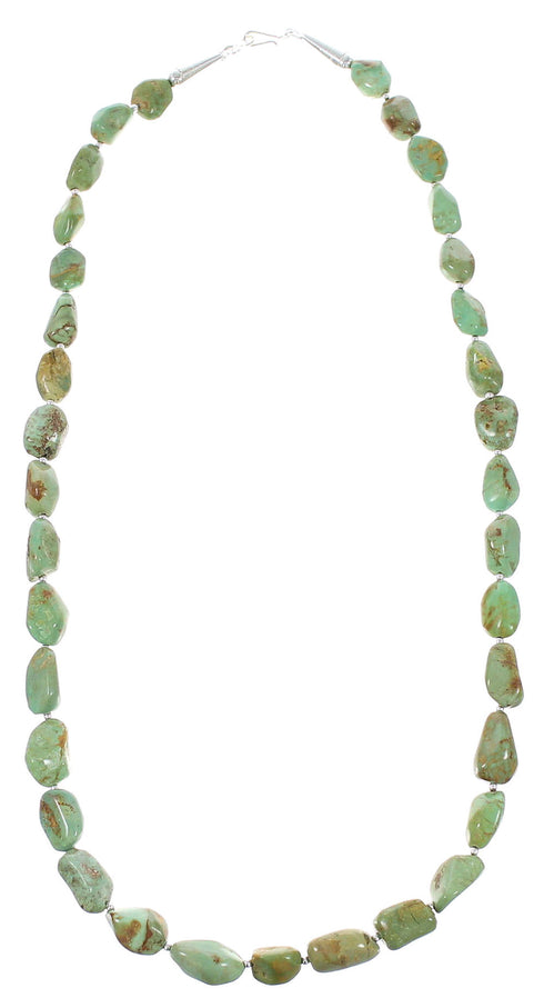 Genuine Sterling Silver Turquoise Navajo Indian Bead Necklace RX98093
